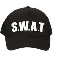 Bellatio 2x stuks zwarte SWAT team politie agent verkleed pet / cap voor kinderen