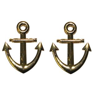 Funny Fashion 2x stuks gouden carnaval verkleed broche speld maritiem anker van 7 cm -