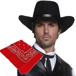 Smiffys Cowboy verkleed set Cowboyhoed met rode western zakdoek -