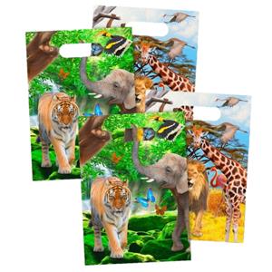 24x stuks Safari/jungle thema kinderfeestje feestzakjes/uitdeelzakjes 16,5 x 23 cm -