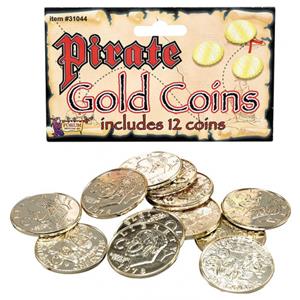 Bristol novelty Gouden piraten speelgoed munten 12 stuks -