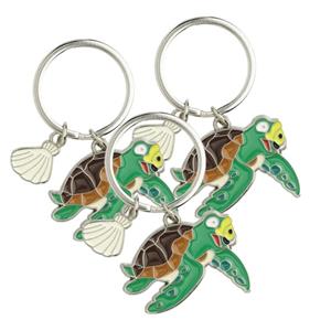 Nature Planet 6x stuks metalen zeeschildpad dieren sleutelhanger 5 cm -