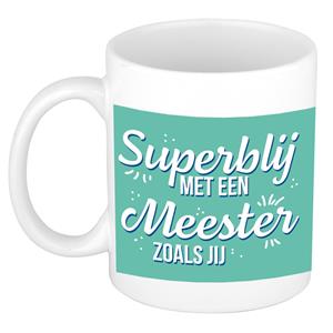 Bellatio Superblij met een meester als jij cadeau mok/beker wit 300 ml -