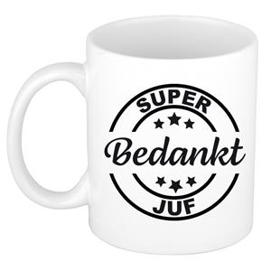 Bellatio Super bedankt juf cadeau mok/beker wit 300 ml -