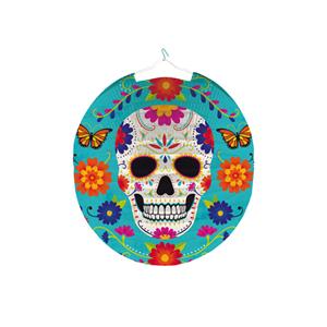 Ronde Lampion 25 Cm Day Of The Dead Sugarskull - Feestlampionnen