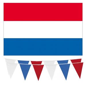 Haza Nederland vlaggetjes feest versiering set binnen/buiten 4-delig -