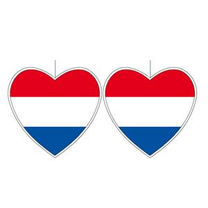 Bellatio 2x stuks nederland hangdecoratie hart 14 cm -