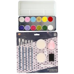 Superstar kinder schminken set 12-kleuren basic met grimeer gereedschap 10-delig -