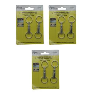 6x Sleutelhangers / key snaps metaal zilver met sleutelringen -