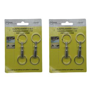 4x Sleutelhangers / key snaps metaal zilver met sleutelringen -