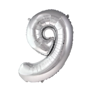 Folienballon Nummer 9, H:30cm, silber