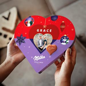 YourSurprise Kerst Milka hart met naam en foto