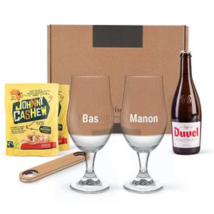 YourSurprise Bier borrelpakket met gegraveerde glazen