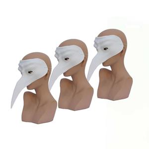 4x stuks wit plastic Venetiaans snavelmasker -