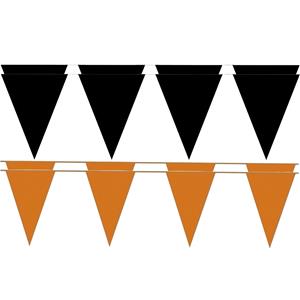 Folat Halloween - Zwart/Oranje feestversiering puntvlaggetjes pakket 80 meter -