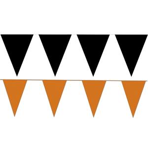 Folat Halloween - Zwart/oranje feestversiering puntvlaggetjes pakket meter -