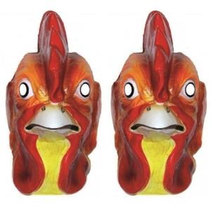 Funny Fashion 2x stuks plastic hanen/kippen dieren maskers voor volwassenen