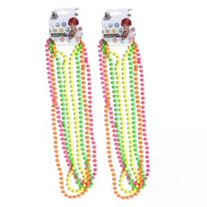 Smiffys Hippie Flower Power thema dames verkleed multicolor 4x stuks kralen kettingen -