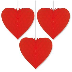 Set van 3x stuks bellatio decorations groot rood decoratie hart cm hangend -