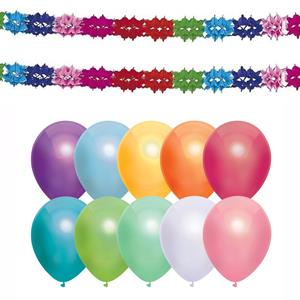 Haza Verjaardag versiering set - 2x slingers en 50x metallic ballonnen -
