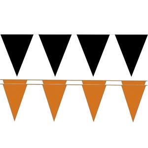 Folat Halloween - Zwart/oranje feestversiering puntvlaggetjes pakket 60 meter -