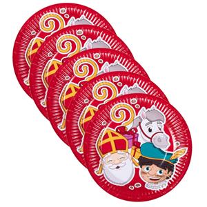 Boland Sinterklaas kartonnen bordjes rood 40x stuks 18 cm -