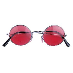 Widmann Hippie Flower Power Sixties ronde glazen zonnebril rood -