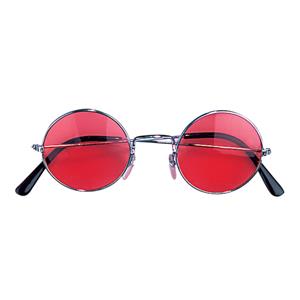 Widmann Hippie Flower Power Sixties ronde glazen zonnebril rood -
