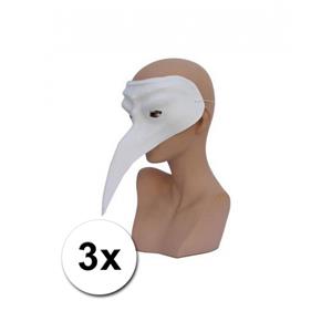 3 witte Venetiaanse snavelmaskers -