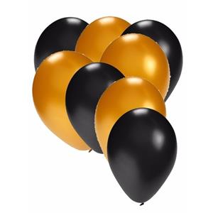 Folat Halloween - 50x ballonnen - 27 cm - zwart /goud versiering -