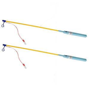 Lampionstokjes - 2x - lichtblauw - met lichtje - 50 cm -