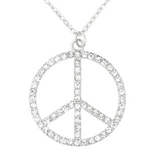 Widmann Toppers - Hippie Flower Power Sixties sieraden peace teken strass ketting -