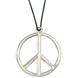 Widmann Toppers - Hippie Flower Power Sixties sieraden peace teken ketting -