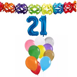 Faram Party Verjaardag versiering pakket 21 jaar - opblaascijfer/slinger/ballonnen -