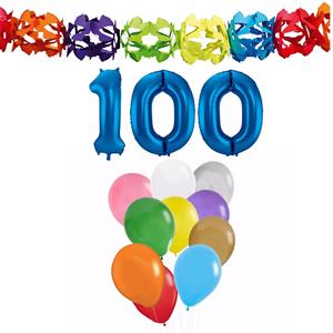 Faram Party Verjaardag versiering pakket 100 jaar - opblaascijfer/slinger/ballonnen -