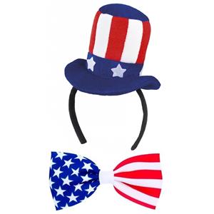 Boland USA/Amerika verkleed thema set hoed en vlinderstrik volwassenen -