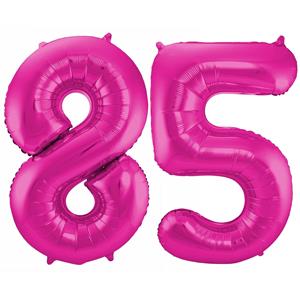 Faram Party Cijfer ballonnen opblaas - Verjaardag versiering 85 jaar - 85 cm roze -
