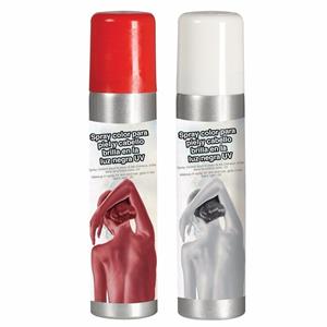 Fiestas Guirca Guirca Haarspray/bodypaint spray - 2x kleuren - wit en rood - 75 ml -