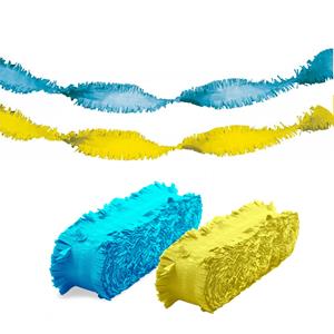 Folat Halloween - Feest versiering combi set slingers blauw/geel 24 meter crepe papier -