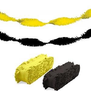 Folat Halloween - Feest versiering combi set slingers zwart/geel 24 meter crepe papier -