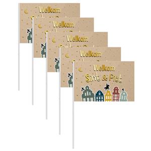 Folat Pakket van 40x stuks Sinterklaas zwaaivlaggetjes Welkom Sint en Piet 30 x 20 cm -