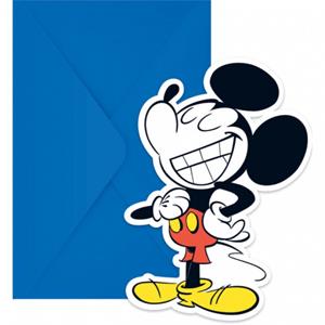 Procos Einladungskarten Disney Mickey Mouse Super Cool, gestanzt, 6 Stück inkl. Umschlag blau Modell 1