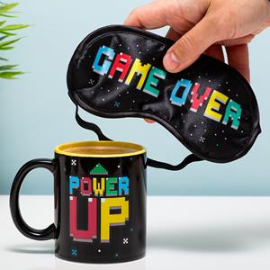 Gaming Erholungs-Set, 2-teilig mit Kaffebecher und Augenmaske