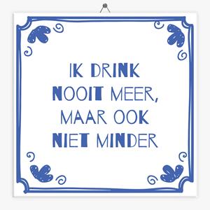 Tegeltje.nl Wijsheid tegeltje ik drink nooit meer