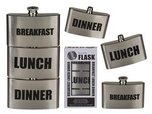 Out of the Blue 3-delige Veldfles - Breakfast. Lunch & Dinner - RVS Flask
