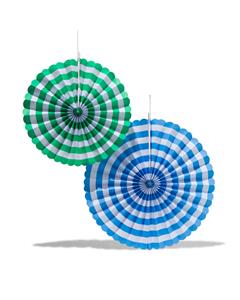 Waaiers Papier Blauw/groen - 2 Stuks