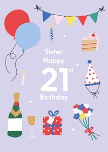 Greetz  Verjaardagskaart - Happy 21st birthday