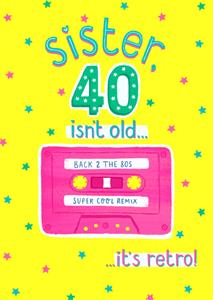 Greetz  Verjaardagskaart - cassette sister 40