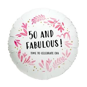 Ballon - 50 and fabulous! - met eigen tekst, leeftijd en naam