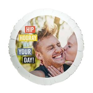 Ballon -Hip hooray it's your day - met eigen foto